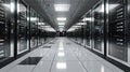 A long hallway with many servers in a data center Royalty Free Stock Photo