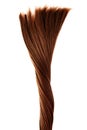 Long healthy straight brown twisted hair on white background