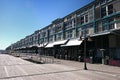 Adaptive reuse of historic building on wooden boardwalk converted from industrial wharf building, Woolloomooloo, Sydney, Australia