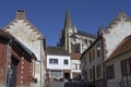 Long High Street and Church, Somme, France Royalty Free Stock Photo