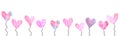 Long horizontal banner with balloons hearts. Bright, festive, cheerful summer, spring background Royalty Free Stock Photo