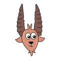 Long horned goat head, doodle icon drawing Royalty Free Stock Photo
