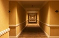 Long hotel hallway