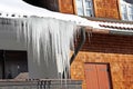 Long icicles at an old house