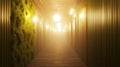 Bright corridor with moss wall and. Royalty Free Stock Photo