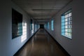 Long Interior Hallway with Glass Block Windows - Veterans Affairs Medical Center - Pittsburgh, Pennsylvania Royalty Free Stock Photo