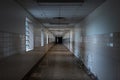 Long Interior Hallway with Glass Block Windows - Veterans Affairs Medical Center - Pittsburgh, Pennsylvania Royalty Free Stock Photo