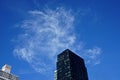 Long Island City, New York: A spiral-shaped cloud in a deep blue sky