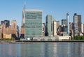 Landscape view of the east side of Manhattan. Featuring the Headquarters of the United Royalty Free Stock Photo