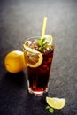 Long Island Cocktail with Cool Vodka Cola Drink Royalty Free Stock Photo