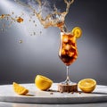 Long Island Ice Tea cocktail, mixed alcoholic drink served in glass Royalty Free Stock Photo