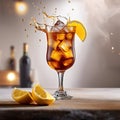 Long Island Ice Tea cocktail, mixed alcoholic drink served in glass Royalty Free Stock Photo