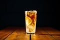 Long island ice tea cocktail on the wooden table Royalty Free Stock Photo