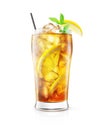 Long Island Iced Tea Cocktail perfectly brewed and served ice-cold, sits on a pristine white background. Generative AI Royalty Free Stock Photo