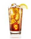Long Island Iced Tea cocktail A slice of lemon adds a hint of citrusy to the sweet aroma emanating . Generative AI. Royalty Free Stock Photo