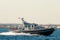 Long Island, New York USA - February 21, 2019 : A Nassau County Police Marine Patrol boat