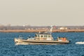 Long Island, New York USA - February 21, 2019 : A Nassau County Police Marine Patrol boat