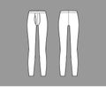 Long Johns underwear technical fashion illustration with elastic waistband, vertical fly knit pants apparel lingerie