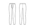 Long Johns underwear technical fashion illustration with elastic waistband, vertical fly knit pants apparel lingerie Royalty Free Stock Photo