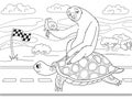 Long Journey, speed. Three friends went on a long trip. Sloth and snail riding a turtle.