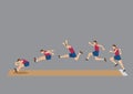 Long Jump in Action Sequential Vector Icons Royalty Free Stock Photo