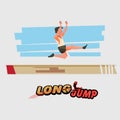 Long jump athlete in action with typographic - Royalty Free Stock Photo