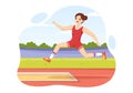 Long Jump Illustration with Athlete Doing Jumps in Sand Pit for Web Banner or Landing Page in Sport Championship Cartoon