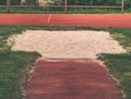 Long jump plank in an outdoor sports and athletic stadium Royalty Free Stock Photo