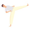 Long kick capoeira icon cartoon vector. Dance cute