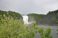 Long Ladder climbing the mountain from Montmorency Falls in Quebec Province in Canada Royalty Free Stock Photo