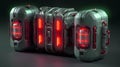 Long and Large Futuristic Power System high detailed in Three parts with Red Glow and Scifi style - AI Generated