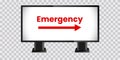 A long LCD display mock up on transparency background, with emergency text on screen, Digital kiosk LED display vector Royalty Free Stock Photo