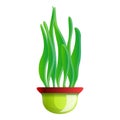 Long leaf plant pot icon, cartoon style Royalty Free Stock Photo