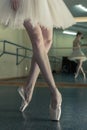 Long legs of ballerina in toeshoe