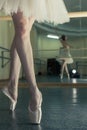 Long legs of ballerina in toeshoe