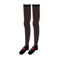 Long legs in gray tights in red shoes. Vector illustration in cartoon flat style Royalty Free Stock Photo