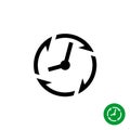 Long lifetime period icon. Timer with arrows.