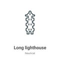 Long lighthouse outline vector icon. Thin line black long lighthouse icon, flat vector simple element illustration from editable