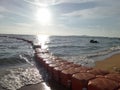 Long line of buoy in the sea Royalty Free Stock Photo