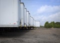 Long line of empty unused trailers waiting for work in Texas