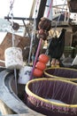 Long line fishing technique gear inside a boat