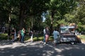 Line for the Famous NY Dosas Street Cart in Washington Square Park in New York City Royalty Free Stock Photo