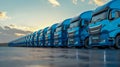 The Long Line of Trucks.AI generated image Royalty Free Stock Photo