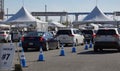 San Diego CA USA - January 27 2020: Long lines of cars at check in for Covid-19 vaccination superstation