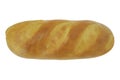Long loaf of bread isolated on white background top view