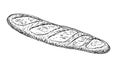 Long Loaf Bread vector sketch Illustration. French Baguette Vector illustration of French baguettes isolated on a white Royalty Free Stock Photo