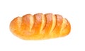 Long loaf bread on white background