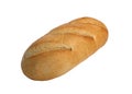 Long loaf bread on a white background. Close up. Royalty Free Stock Photo