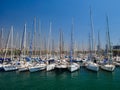 Panoramic view of boats moored in the harbor.