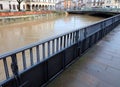 metallic bulkheads to protect Vicenza City in Italy during the flood in winter Royalty Free Stock Photo